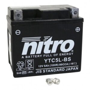 Batterie 12v 4 ah YTX5L-BS Nitro - sans entretien prête a l'emploi (Lg115xL72xh107mm) (activée en usine)