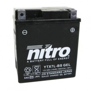 Batterie 12v 6 ah YTX7L-BS Nitro SLA sans entretien prête à l'emploi (L.114 x l.71 x h.131mm) (agm/gel)