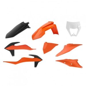 Carénage Moto enduro - Ktm 250, 300 exc, 250, 350, 450, 500 EXC-F - Orange ktm/noir/blanc (kit plastiques 8 pieces)