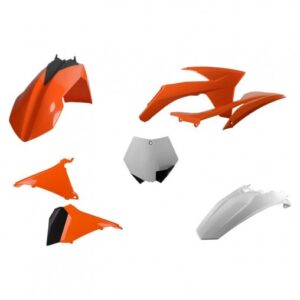 Carenage moto MX Ktm 125, 250 sx, 250, 450 sx f, 250 xc, 250, 450 xc-f 2011 orange ktm/blanc (couleur oem) -Polisport-