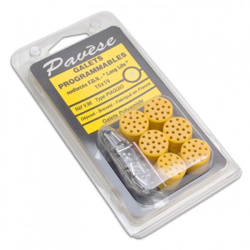 Galet pavèse programmable 19x15 3g à 11g (x6) - Piaggio 50 zip 2t et 4t, typhoon, liberty 2t et 4t, nrg,