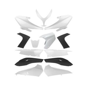 Kit carénage adapt - Yamaha 500 Tmax 2008 à 2011- Blanc et noir (white compétition) (13 pièces)