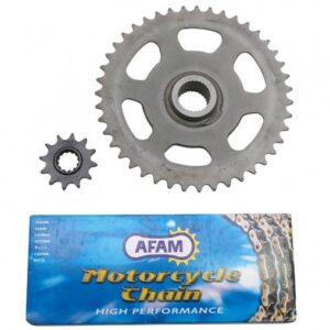kit chaine adaptable aprilia 50 rs 1995 à 1998 415 12x44 (diam couronne 28.58/30.19) (demultiplication origine) -Afam-
