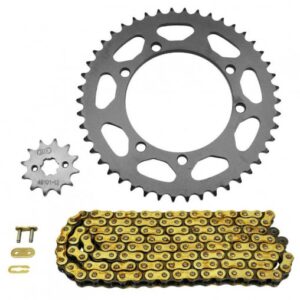 kit chaine adaptable - Gilera 50 GSM 2001 à 2003 - 420 12x46 (diam couronne 100/115/8.25) (démultiplication origine) -AFAM-