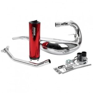 Pot 50 à boite Voca cross chromé pour beta 50 rr 2021 (passage haut droit - silencieux alu rouge)